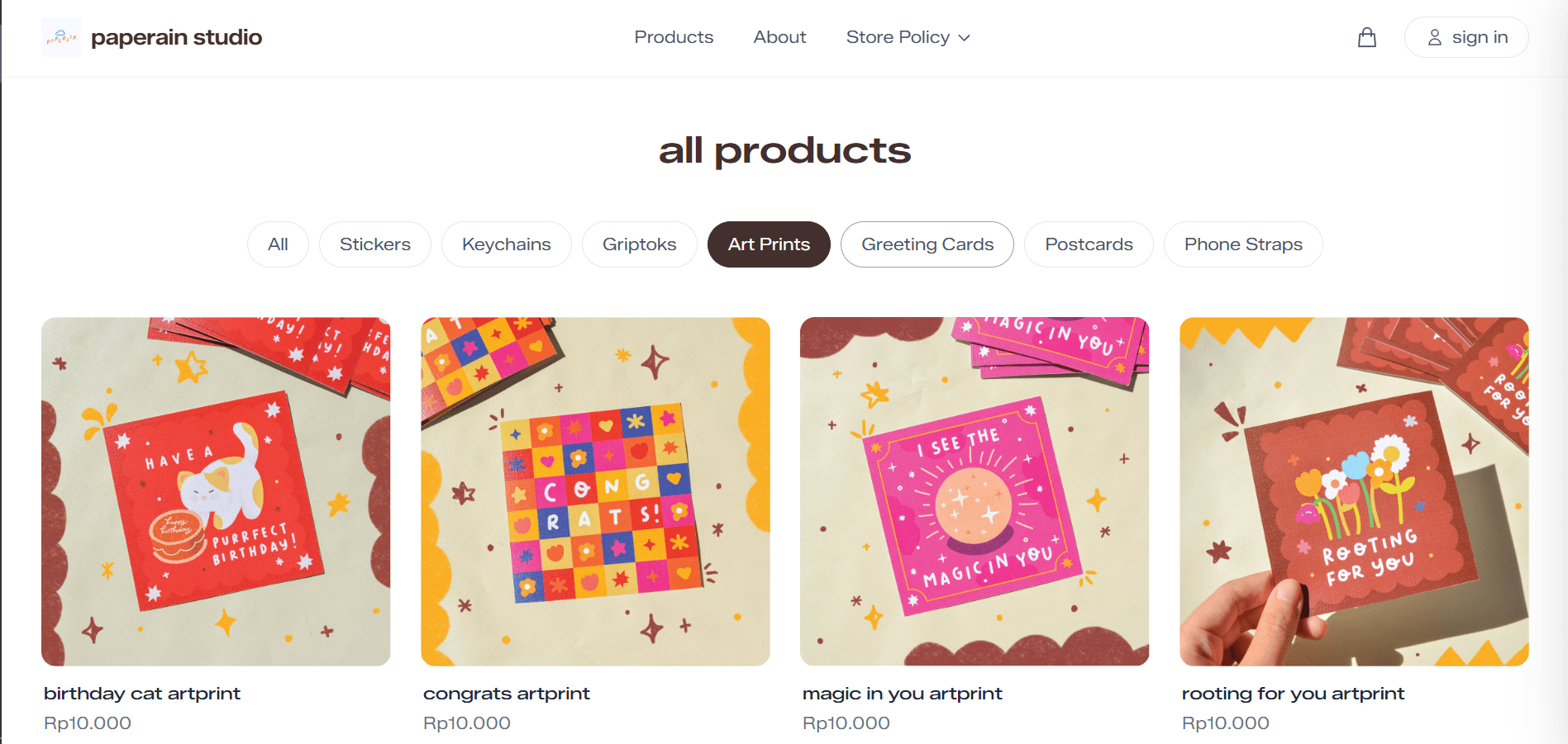 Paperain Studio E-Commerce Platform